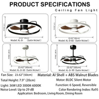 Ventilateur de plafond 60 cm avec lumière, lampe LED annulaire à intensité variable 3 CCT, moteur DC, montage encastré et sur tige pour salon et chambre