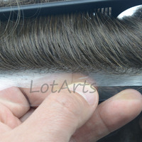 Prothèse capillaire homme en PU ultra-fin, style européen, ondulée, avec boucles en V, ligne de cheveux naturelle, cheveux Remy, densité 110%, système de remplacement capillaire en cheveux humains