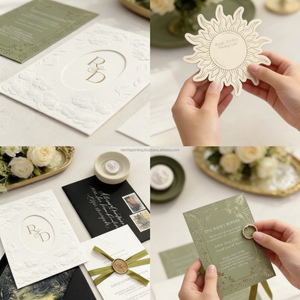 Custom Sculpted Embossed Cotton <b>Paper</b> Invitation Cards with Raised and Blind Emboss <b>Printing</b> Large-format for Special Events - Product Image 3