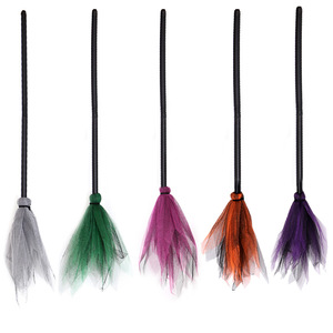 Balai de sorcière miniature détachable de 90 cm en gaze, accessoire de cosplay pour fête, décoration d'Halloween et de fêtes - Product Image 4