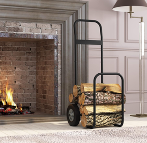 Chariot à bois de chauffage avec roues de 10 pouces, chariot à bois en métal robuste pour foyer et brasero intérieur/extérieur - Product Image 3