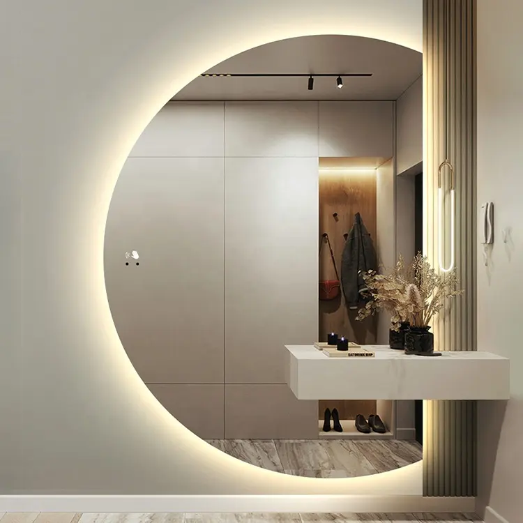 Полумесяц матовая форма круглая светодиодная зеркало Парикмахерское зеркало дизайн для станций
