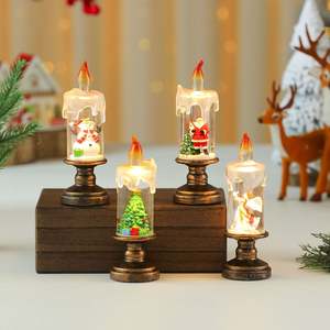 Wholesale Flameless LED Christmas Candle <b>Light</b> PVC Plastic Snow <b>Globe</b> Base Holiday Decoration Bulk OEM Timer Function AXGIFTS - Product Image 5