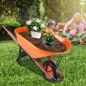Chariot de jardin à roue unique personnalisable THD avec poignée en bois, chariot de terrain pratique et facile à charger pour les fermes - Product Image 4
