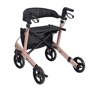รถช่วยเดินแบบพับได้สีโรสโกลด์สี่ล้อสำหรับผู้สูงอายุ - Product Image 1