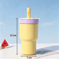 Gobelet isotherme double paroi en verre coloré personnalisé de 20 oz avec couvercle et paille en acier inoxydable pour femme