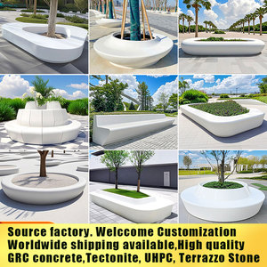 G072 Banco Moderno Curvo de Hormigón GRC para Exteriores, Mobiliario Urbano de Paisaje, Resistente a los Rayos UV, Tamaño Personalizado - Product Image 2