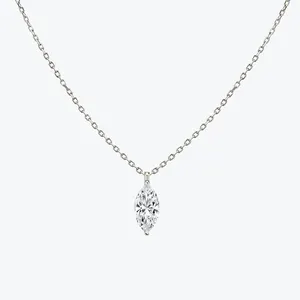 Luxury Real Diamond Jewelry Women Fine Jewelry White Gold Marquise Diamond Pendant Necklace