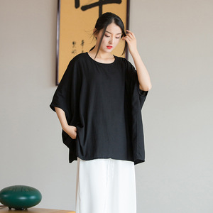 Maglietta Casual Casual e <span class=keywords><strong>sostenibile</strong></span> da <span class=keywords><strong>donna</strong></span> con Pullover manica a pipistrello canapa da <span class=keywords><strong>donna</strong></span> - Product Image 5