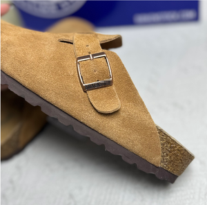 Mules en cuir suédé de vache de qualité supérieure avec soutien de la voûte plantaire et semelle <span class=keywords><strong>orthopédique</strong></span> en liège, chaussures de marche tendance, logo personnalisé, prix de gros - Product Image 3