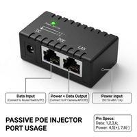 Inyector PoE, Divisor PoE, Inyector de Alimentación Pasiva a través de Ethernet de 5-48 V para Teléfonos IP y Puntos de Acceso