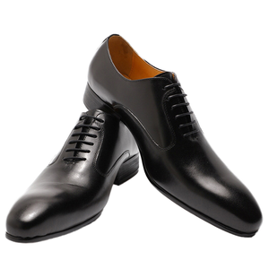 Chaussures Oxford de luxe imperméables pour hommes, en cuir noir et marron, à lacets, bout pointu, plates, pour le bureau et les mariages - Product Image 4