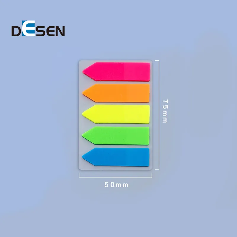 DESEN penanda halaman Neon label indeks warna bendera Neon catatan lengket untuk menandai untuk penggunaan sekolah atau kantor