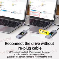 JEYI Factory Visual Smart M.2 Boîtier en aluminium USB3.2 Gen2 10Gbps avec écran LED pour NVMe/SATA SSD UASP/Trim & M/B + M Key