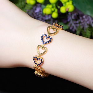 Pulsera de tenis con circonita cúbica en forma de corazón para mujer, brazalete de tenis chapado en oro africano, joyería <span class=keywords><strong>Miss</strong></span> para mujer, regalo de cumpleaños para fiesta de amistad, color rojo de la suerte - Product Image 3