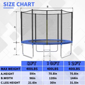 <span class=keywords><strong>Trampoline</strong></span> de saut intérieur et extérieur de 6 à 16 pieds avec filet de clôture Équipement de fitness pour enfants et adultes en matériau PP - Product Image 3
