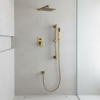 Système de douche encastré pour salle de bain, douche murale en céramique, robinet moderne de luxe en or carré