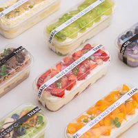Boîte à gâteau rectangulaire transparente jetable en plastique PET avec couvercle, emballage alimentaire de qualité alimentaire pour la présentation de desserts