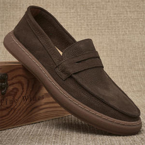 Zapatos Casuales de Verano para Hombre, de Cuero, Estilo Slip-On, con Suela Gruesa, Punta Redonda, Mocasines Modernos de Gamuza, Transpirables y Cómodos, con Suela de Goma - Product Image 6