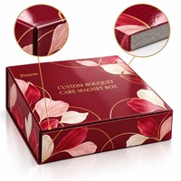Boîte magnétique rigide personnalisée pour bouquet de fleurs, Saint-Valentin, papier couché 157 g/m², carton gris 2 mm, pelliculage brillant, impression CMJN recto-verso