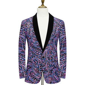 Offre Spéciale hommes Sequin Slim Fit costume veste Performance discothèque <span class=keywords><strong>DJ</strong></span> chanteurs brillant Blazers 2024 nouveau Design - Product Image 2