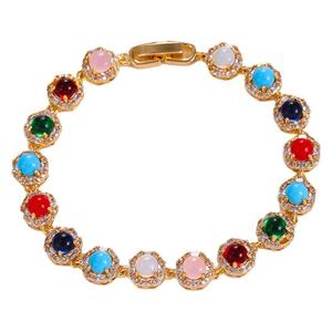 Diamond <b>Bracelet</b> With Green Zircon Round Stones For Women Everyday Wear - Product Image 5