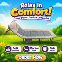 Lit de camping simple réglable YIXUN, confortable, avec cadre métallique moderne, portable, pliable, pour l'extérieur, multi-usages, plage, campings