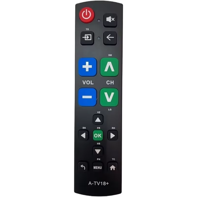 A-TV18+ Universal for Many Brand Learning Functions Big Button TV Remote Control for Old People Use