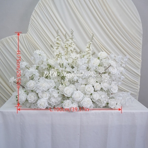 พรมดอกไม้ประดิษฐ์สีขาวบริสุทธิ์สำหรับตกแต่งโต๊ะทางเดินในงานแต่งงาน - Product Image 3