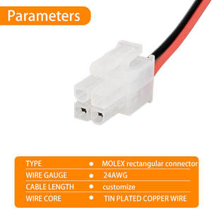Cable de Conexión de Cobre Estañado de 2 Pines y 24 AWG, MOLEX, OEM/ODM, para Electrodomésticos - Product Image 3