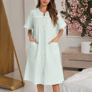 <b>Cheap</b> Women 100% Cotton Breathable Casual Elastic Waist Full Length <b>Pajama</b> Lingerie Set All Season - Product Image 3