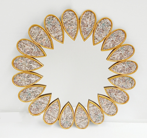 Petal <strong>Round</strong> Console Glass Art Deco MR Wall <strong>Mirror</strong> with <strong>Wooden</strong> Frame in Silver for Living Room Wall Decoration Model MR-2D1802 - Product Image 6