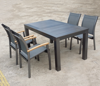 Table de salle à manger extensible en aluminium avec système papillon, design moderne à 4 pieds, pour patio extérieur, ensemble de chaises 10/12 places