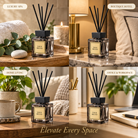 Diffuseur carré en verre à bâtonnets de rotin parfumés, sans flamme, écologique et sûr, pour la maison, la salle de bain et le bureau