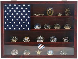 Mondon 16x12 kính hiển thị trường hợp rắn gỗ khung ảnh hiện đại để hiển thị huy chương quân sự tiền xu Cờ Mỹ bóng hộp - Product Image 2