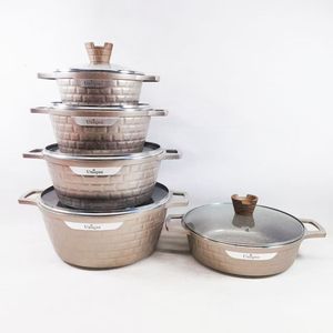 Collection de batterie de cuisine polyvalente 10 pièces motif brique, casseroles 20-32 cm, cocotte peu profonde 28 cm, base artistique, <span class=keywords><strong>kit</strong></span> en gros - Product Image 4