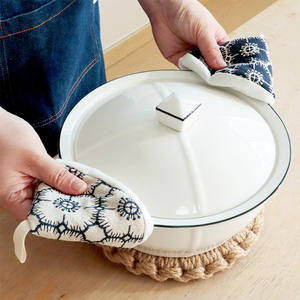 Tapa de olla bordada de algodón de estilo chino, aislante del calor, antiescaldaduras, con diseño de flores redondas, 12 pulgadas - Product Image 5