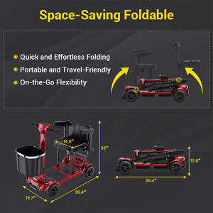 Fabrieksaanpasbare elektrische lichtgewicht mobiliteits <span class=keywords><strong>scooter</strong></span> voor gehandicapten met afneembare dubbele lithium-ion batterij - Product Image 3