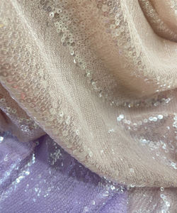 Nouvelle conception, tulle frais, robe de soirée de mariage, paillettes <span class=keywords><strong>nude</strong></span>, tissu extensible en maille, broderie en dentelle, tissu transparent à paillettes - Product Image 4
