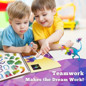 3 Libros de Pegatinas de Papel con Espiral para Niños de 4 a 8 Años, Temas de Sirena, Dinosaurio y Príncipe, 30 Pegatinas con Números - Product Image 4