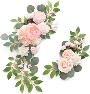 Juego de botín de flores artificiales de 2 arcos de boda signo de bienvenida de boda para decoración de boda