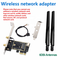 Adaptateur convertisseur sans fil M.2 vers PCI Express avec 2 antennes 6DBi pour carte WiFi NGFF M.2 AX210 AX200