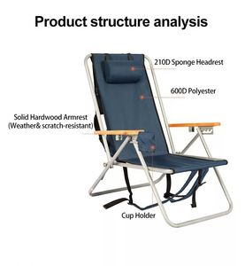 Chaise longue de plage pliable en aluminium pour l'extérieur avec pochette isotherme - Product Image 2