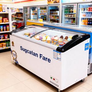 Congélateur coffre commercial à température unique pour crème glacée, porte coulissante en verre incurvée, refroidissement par compresseur direct, automatique - Product Image 4