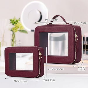 Sac de Maquillage <span class=keywords><strong>en</strong></span> Similicuir PVC Haut de Gamme Royal Fair avec Panneau Transparent pour Préparation Nuptiale, Voyages d'Affaires, Femmes - Product Image 2