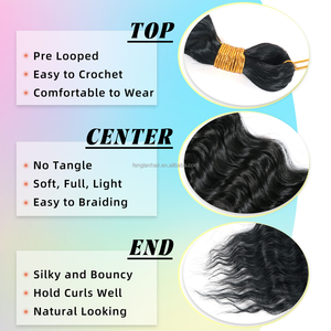 <span class=keywords><strong>Extension</strong></span> per Capelli Lunghi e Ricci a Onda Profonda <span class=keywords><strong>con</strong></span> Fibra Resistente al Calore per Donne di Colore, <span class=keywords><strong>Trecce</strong></span> Boho - Product Image 3