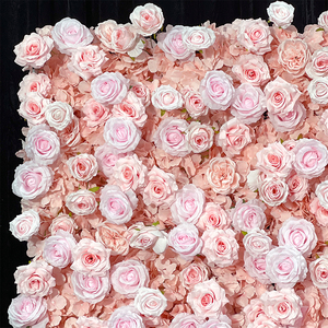 Decorazione Murale 3D Personalizzabile con Rose Rosa per Matrimoni e Feste, Sfondo di <span class=keywords><strong>Fiori</strong></span> Artificiali in Seta Simulata - Product Image 2