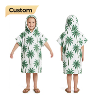 Serviette de plage poncho à capuche zippée pour enfants, taille unique, en microfibre, super absorbante, recyclée, nouveauté estivale, avec logo personnalisé OEM