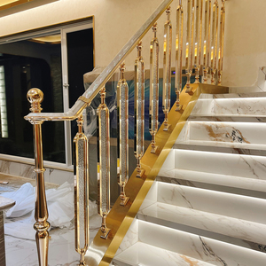 Vente directe usine – Garde-corps de luxe moderne, exquis et durable en verre et aluminium pour escaliers, fixation au sol - Product Image 3