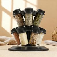 Étagère à épices rotative 12-en-1, organisateur de condiments grande capacité, support de rangement de cuisine, porte-bouteilles antiadhésif durable pour comptoir
